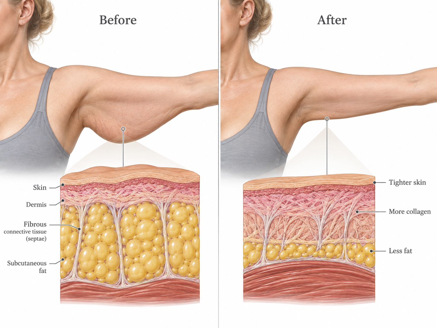 Arm fat reduction and skin tightening assessment in Dubai with Dr Shiva Faramarzi